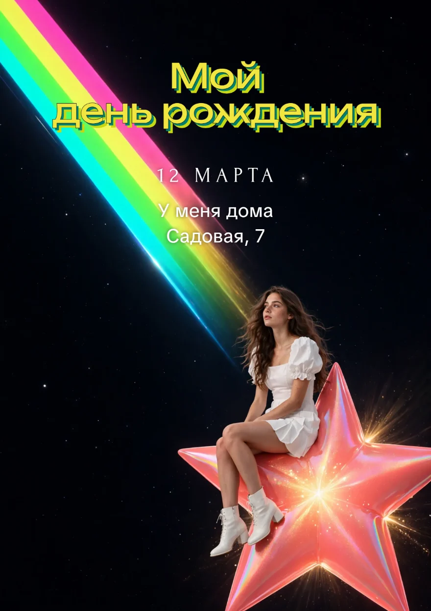 Девушка на сияющей звезде