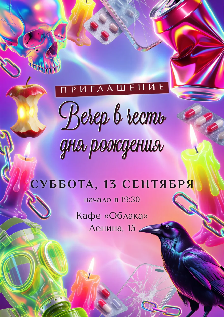 Голографический череп со свечами