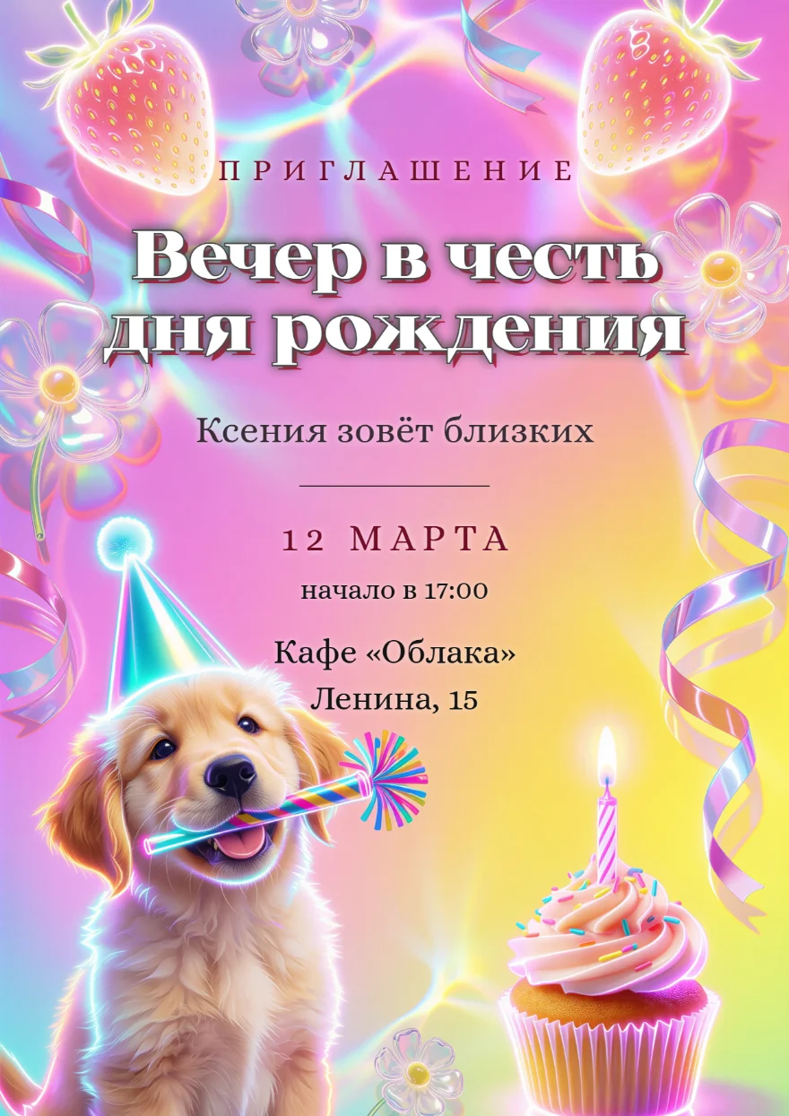 Щенок в радужном сиянии