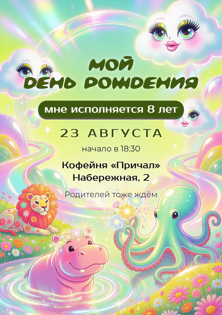 Бегемотик в сказочном пруду