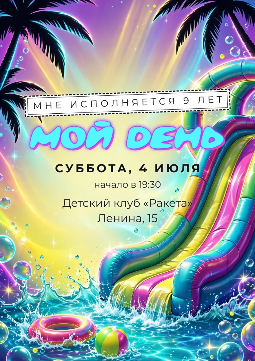 Водная горка под пальмами