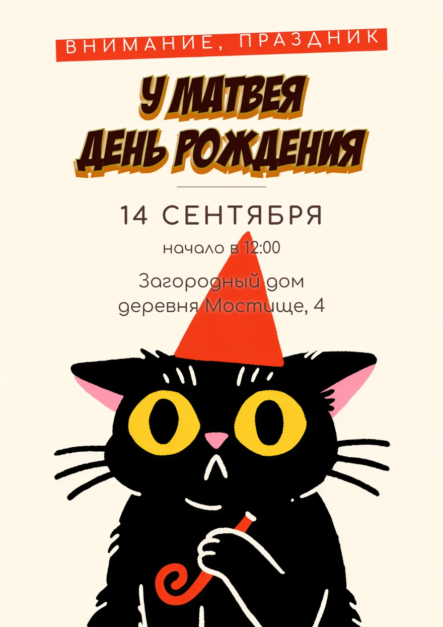 Чёрный кот в красном колпаке