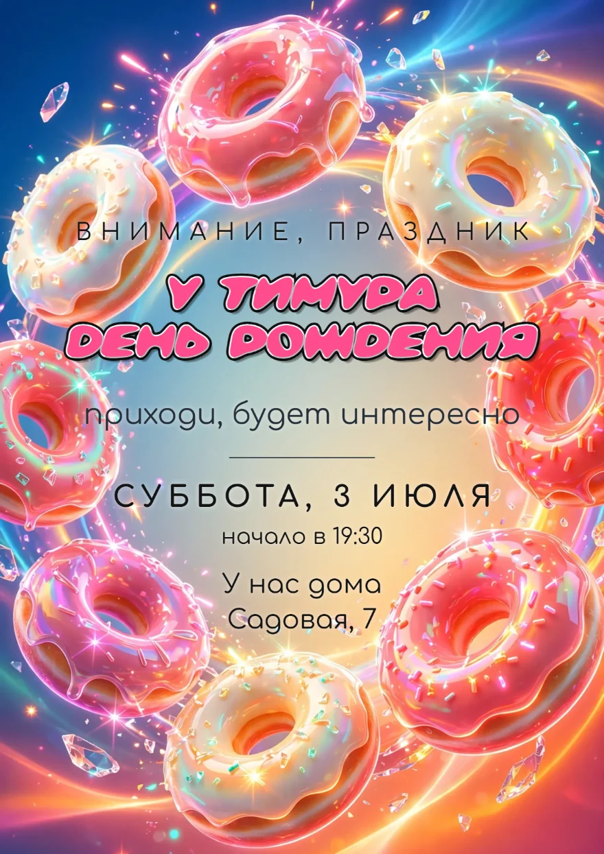 Пончики в неоновом круге