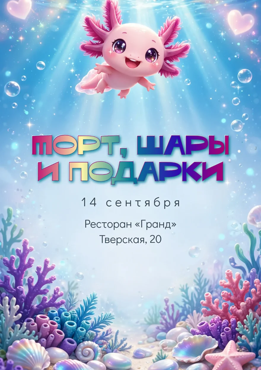 Аксолотль среди кораллов