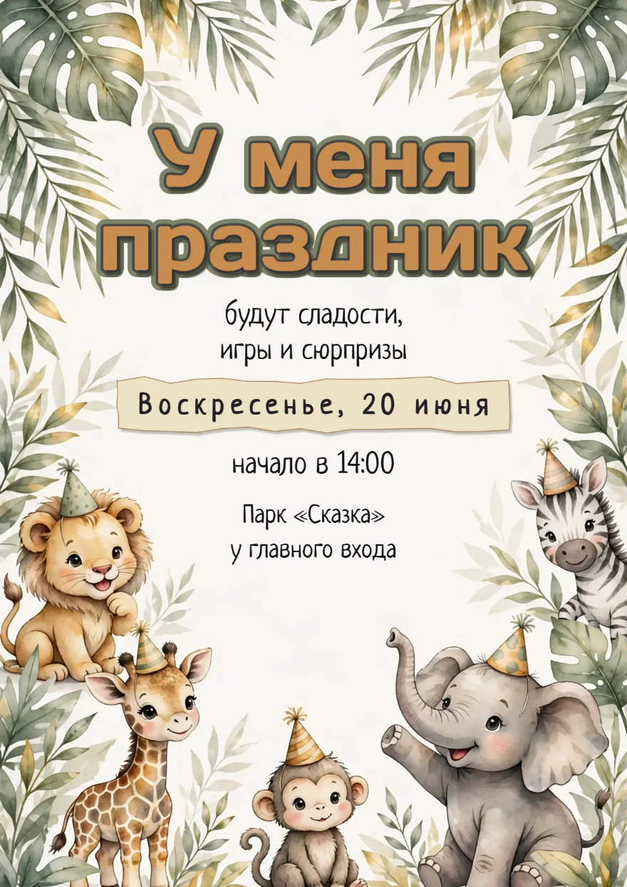 Зверята сафари в колпачках