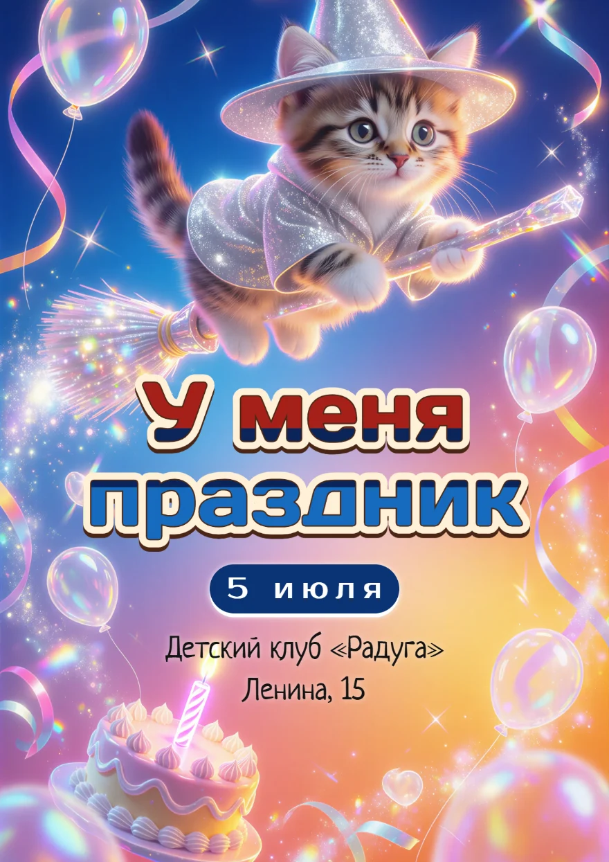 Котёнок на волшебной метле