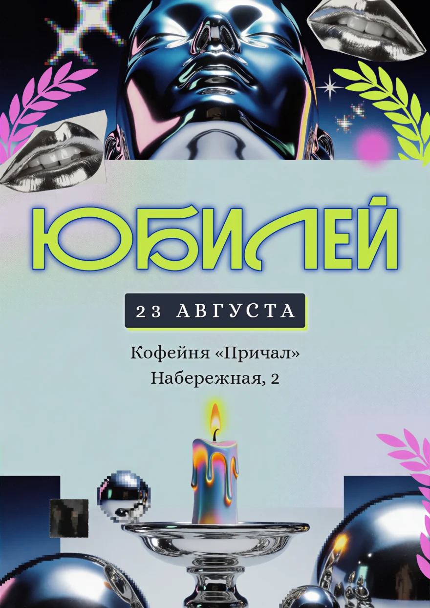 Хромированная скульптура со свечой