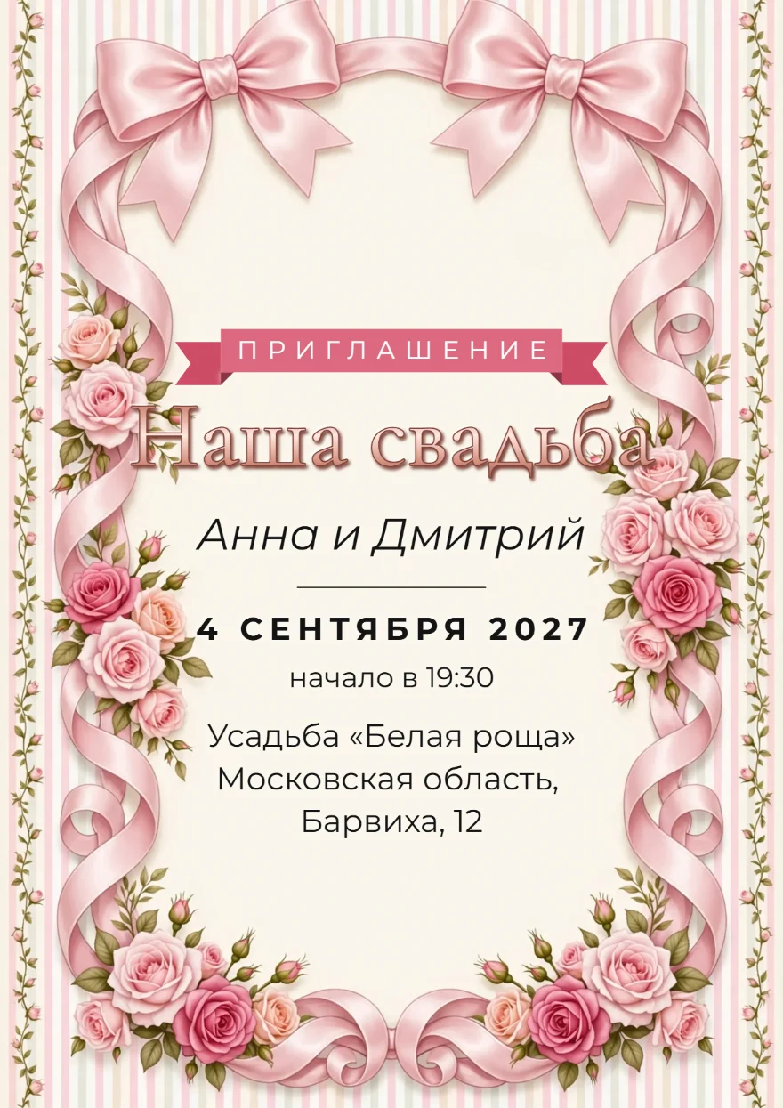Атласные банты с розами