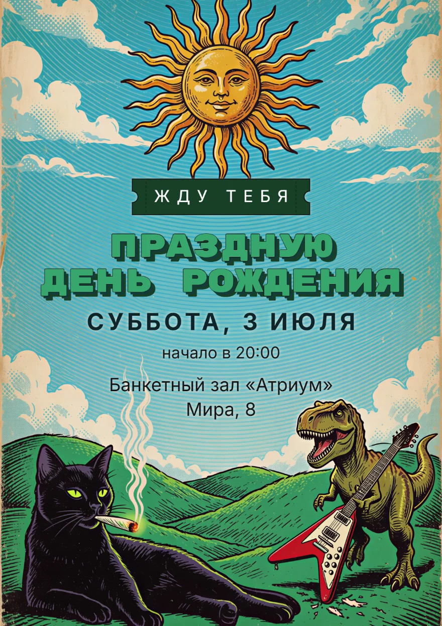 Динозавр с электрогитарой