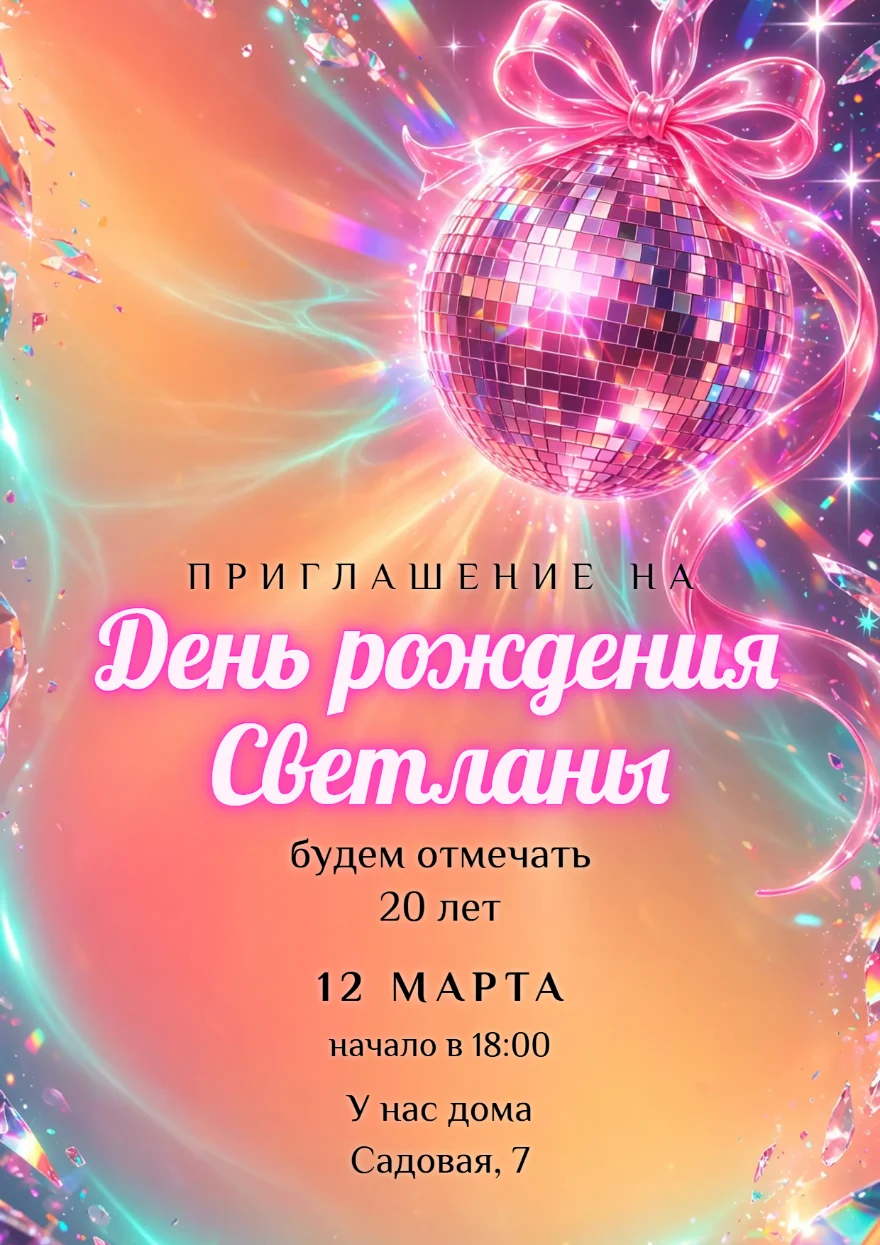 Диско-шар с атласным бантом
