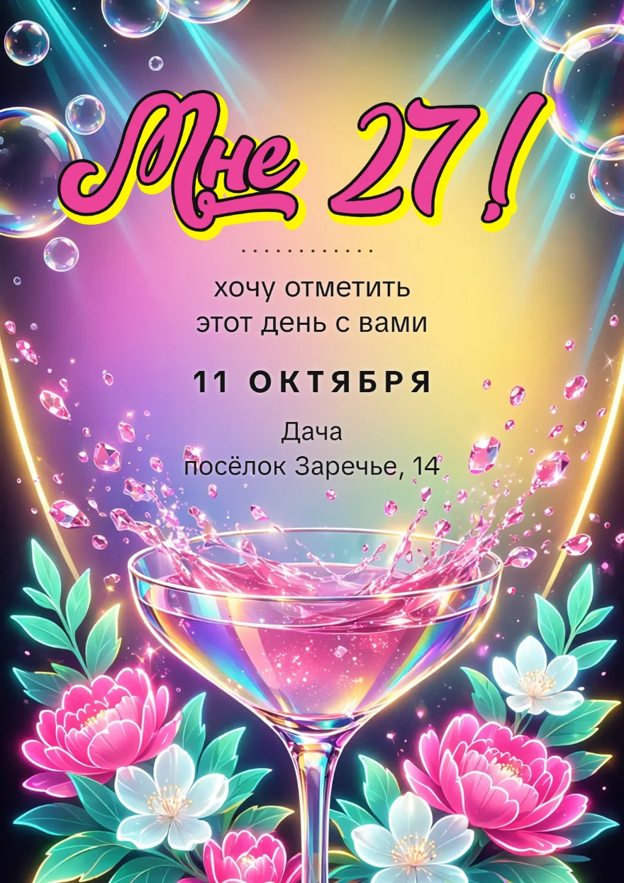 Бокал в неоновых лучах
