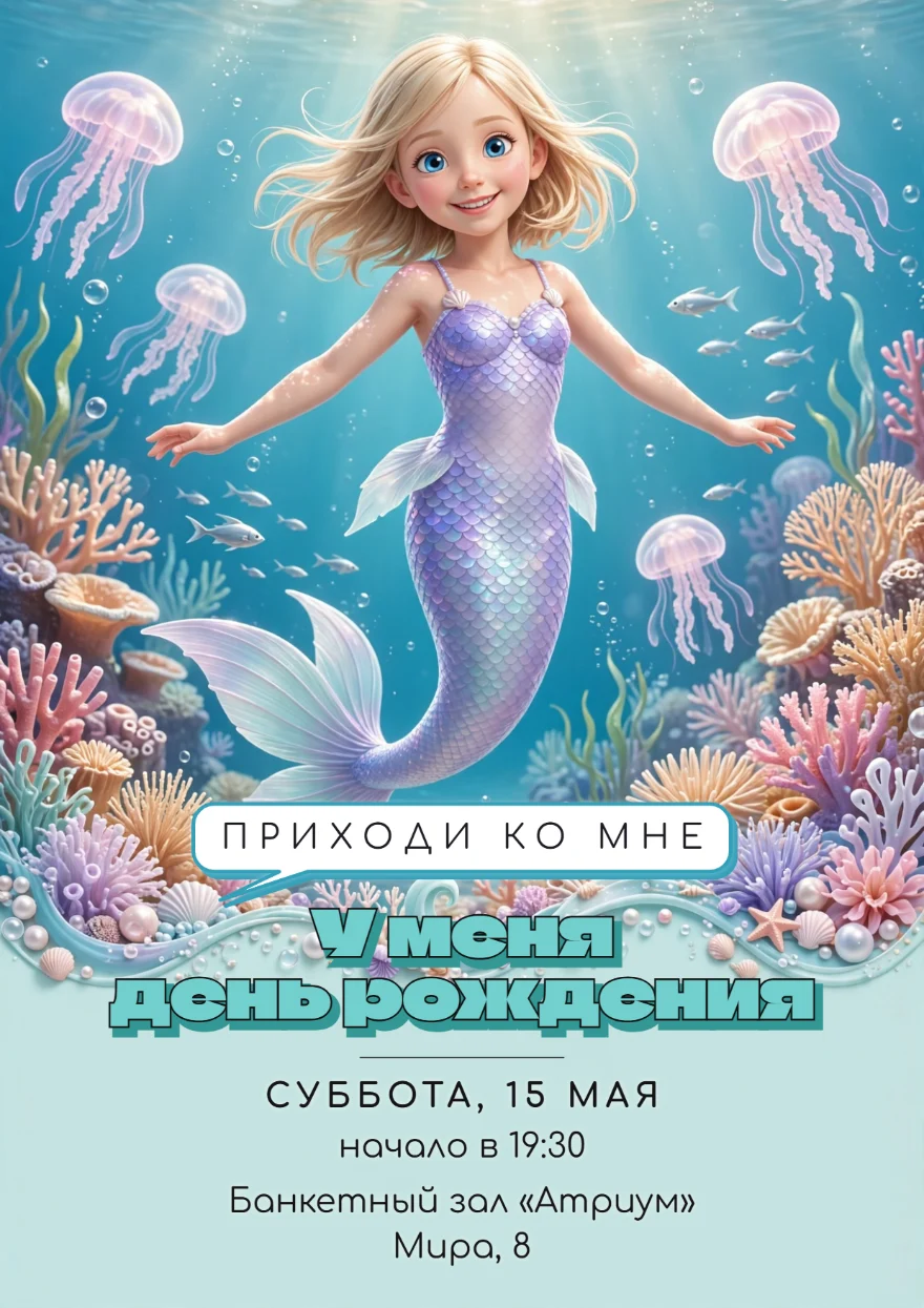 Русалочка в коралловом рифе