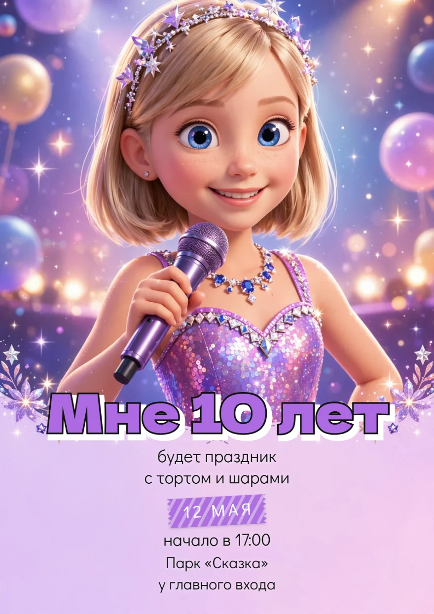 Певица с сиреневым микрофоном