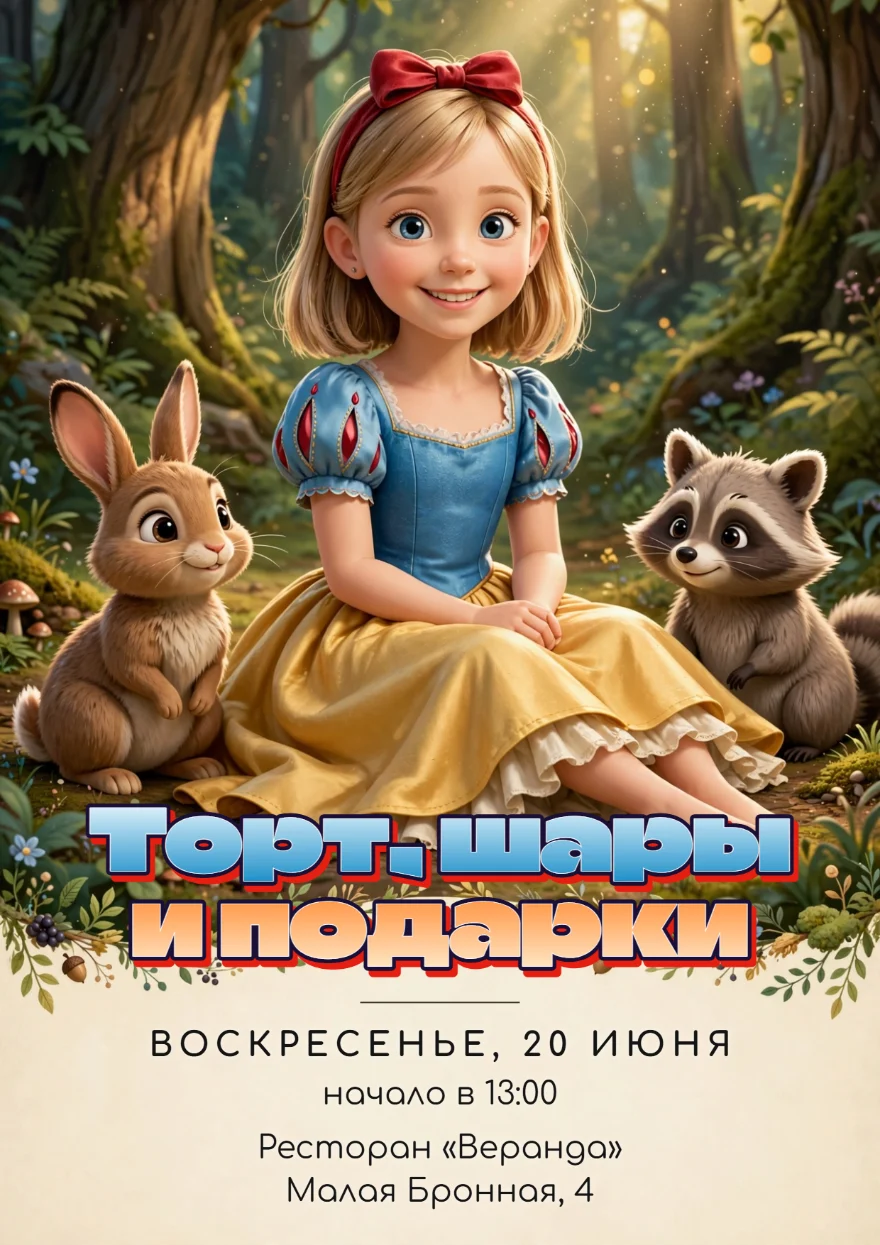 Белоснежка с лесными зверятами