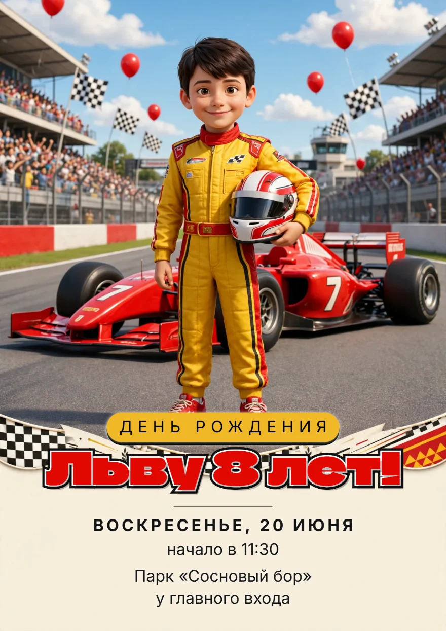 Гонщик у красного болида
