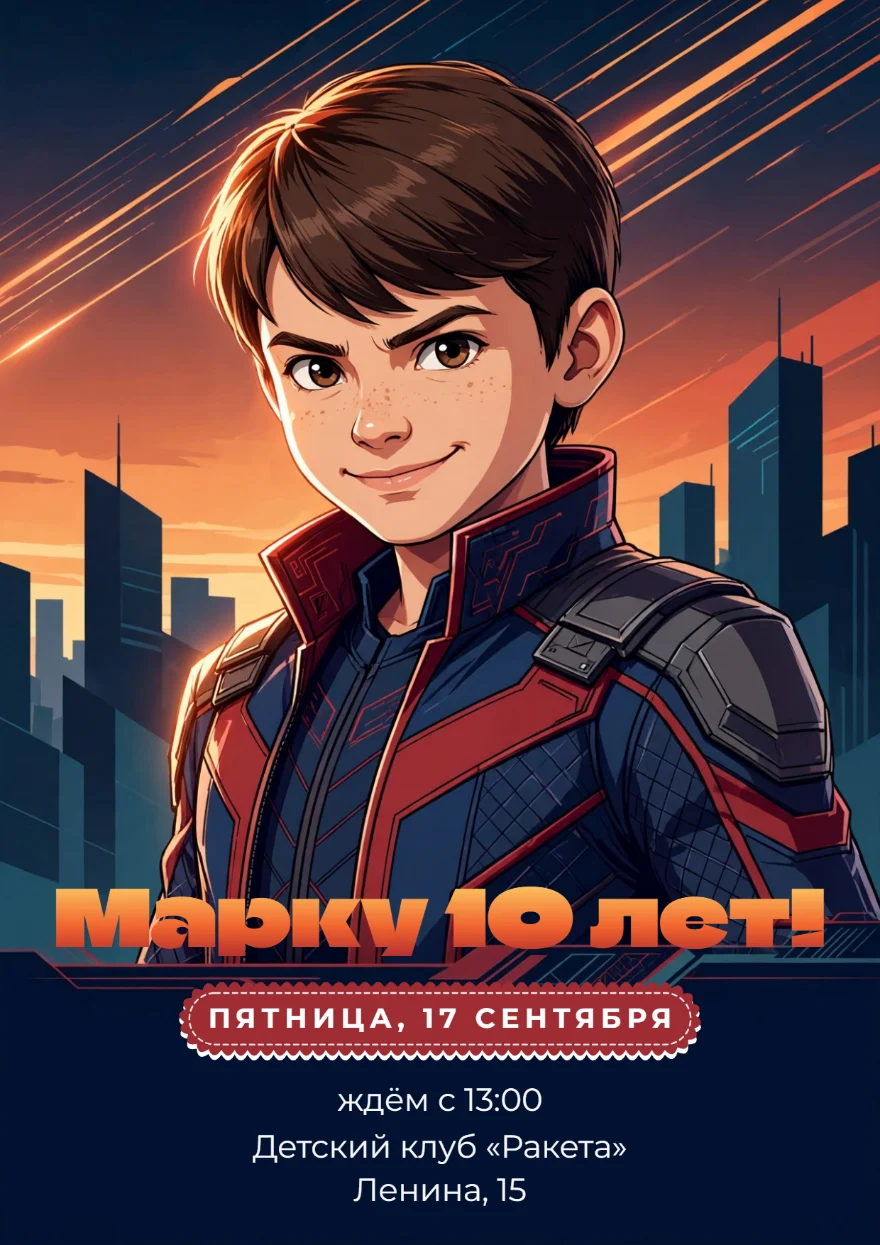 Герой в футуристическом городе