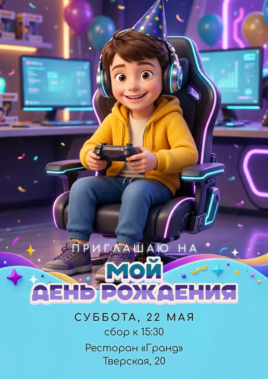 Геймер в праздничном колпаке