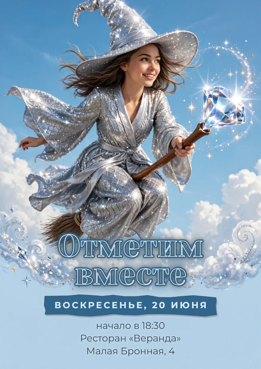 Серебряная волшебница на метле