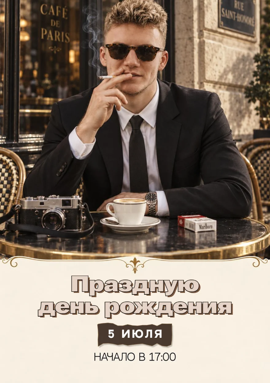 Джентльмен на террасе кафе