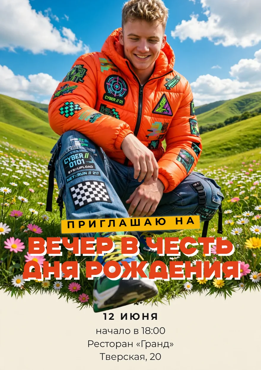 Парень на ромашковом лугу