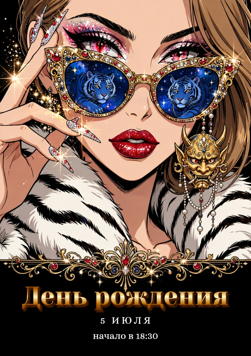 Очки с синими тиграми